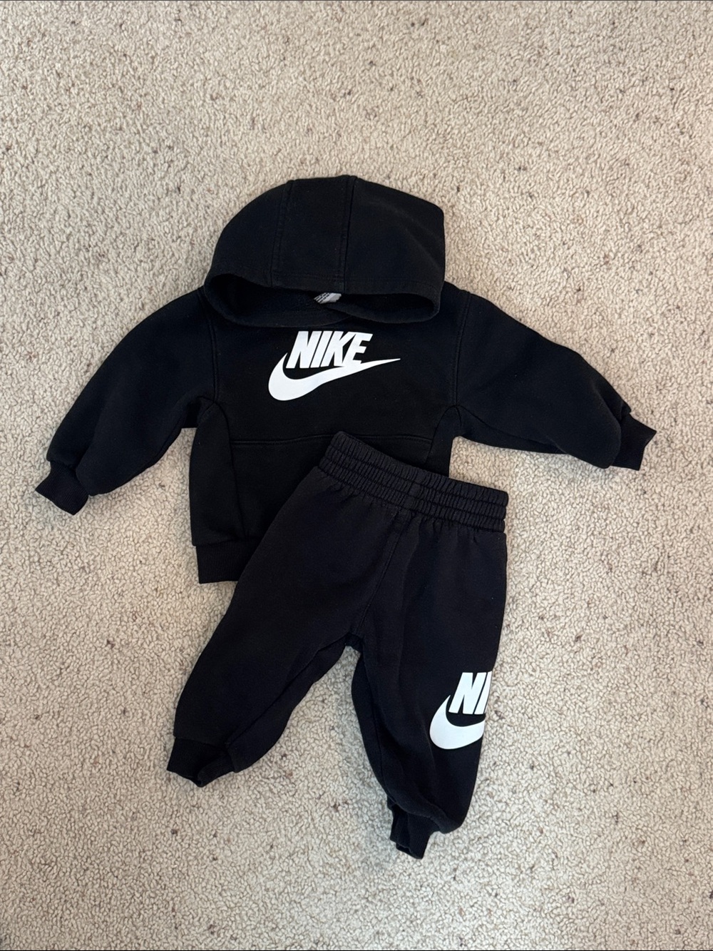Nike Black Kids Hoodie & Joggers Set with White Logo